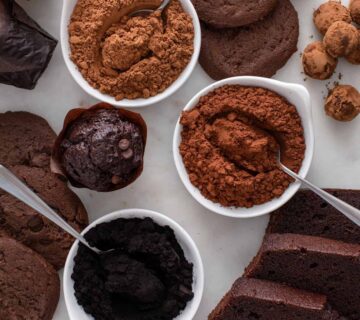 Alkalized cocoa powder for desserts