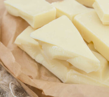White chocolate snack on brown color paper. Best cocoa butter alternatives