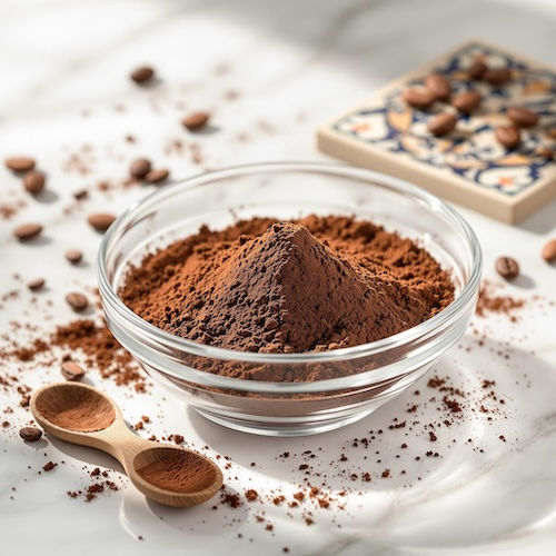 What cocoa powder properties reduce chocolate blooming?