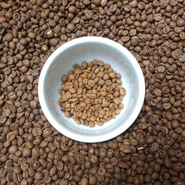 What is a defect in green coffee beans?